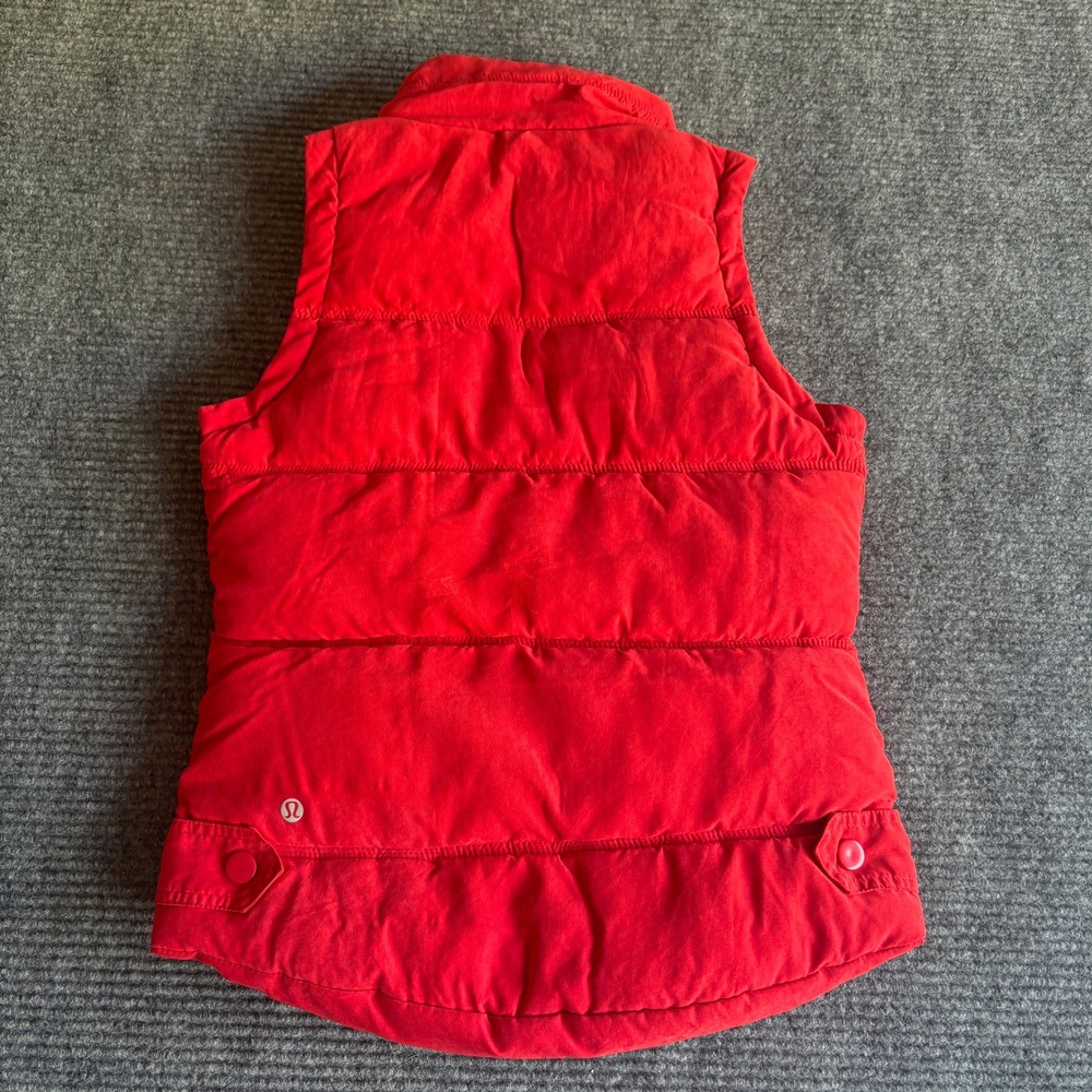 Lululemon Red Quilted Puffer Vest Womens Snap Front High Neck Sleeveless Jacket - Picture 2 of 6